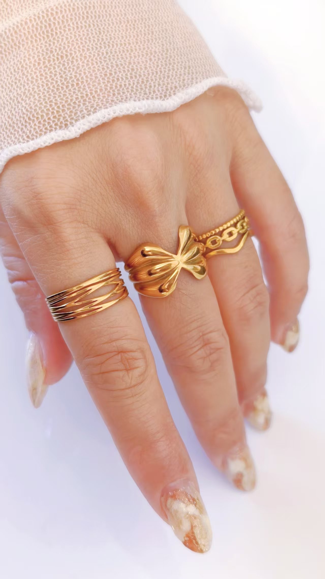 Silk Bow Draped Ribbon Ring - Image 2
