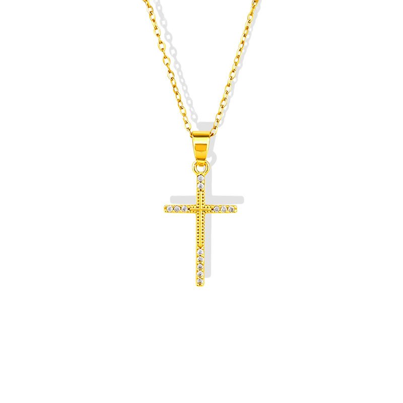 Slim Crystal Cross Necklace