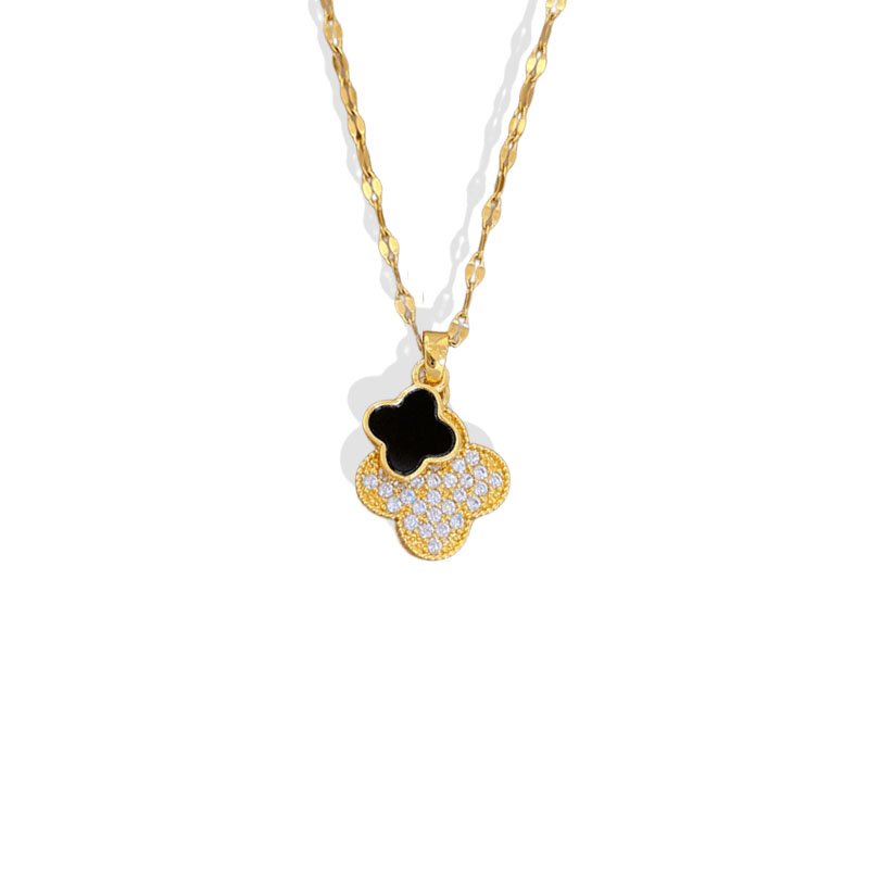 Split Clover Onyx Necklace