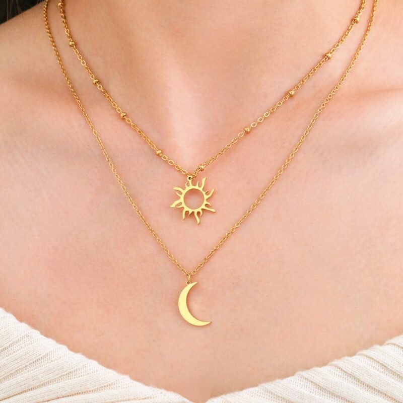 Sun & Moon Layered Duo Necklace
