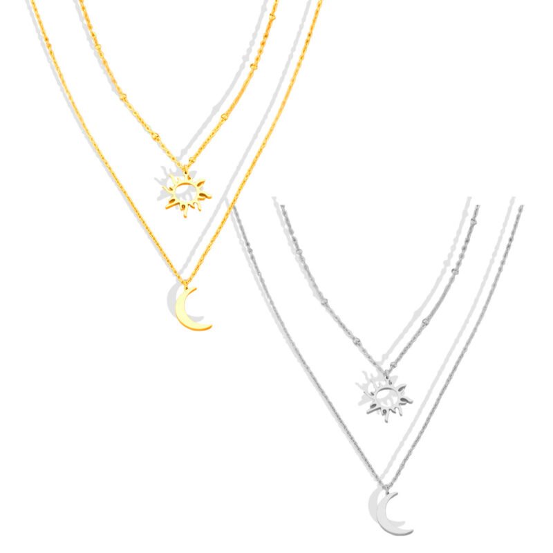 Sun & Moon Layered Duo Necklace
