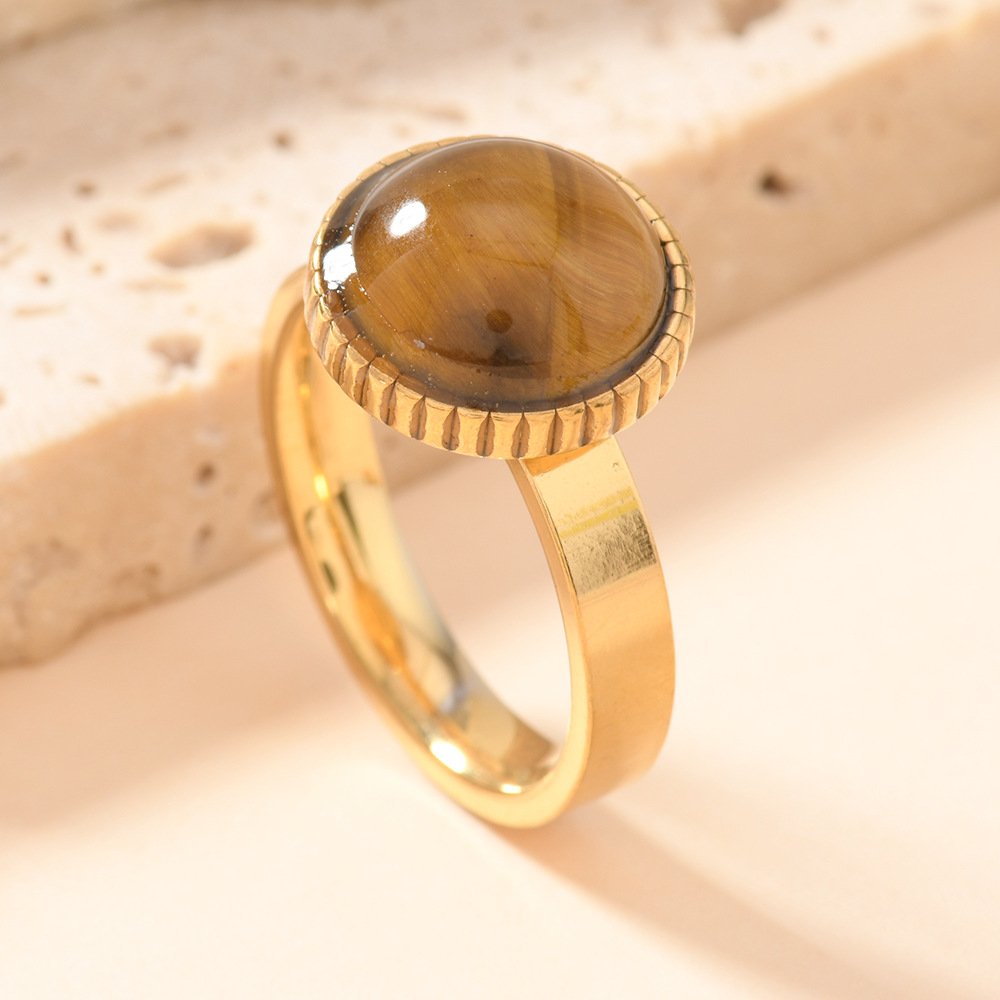 Tiger Gaze Cabochon Stone Ring - Image 4