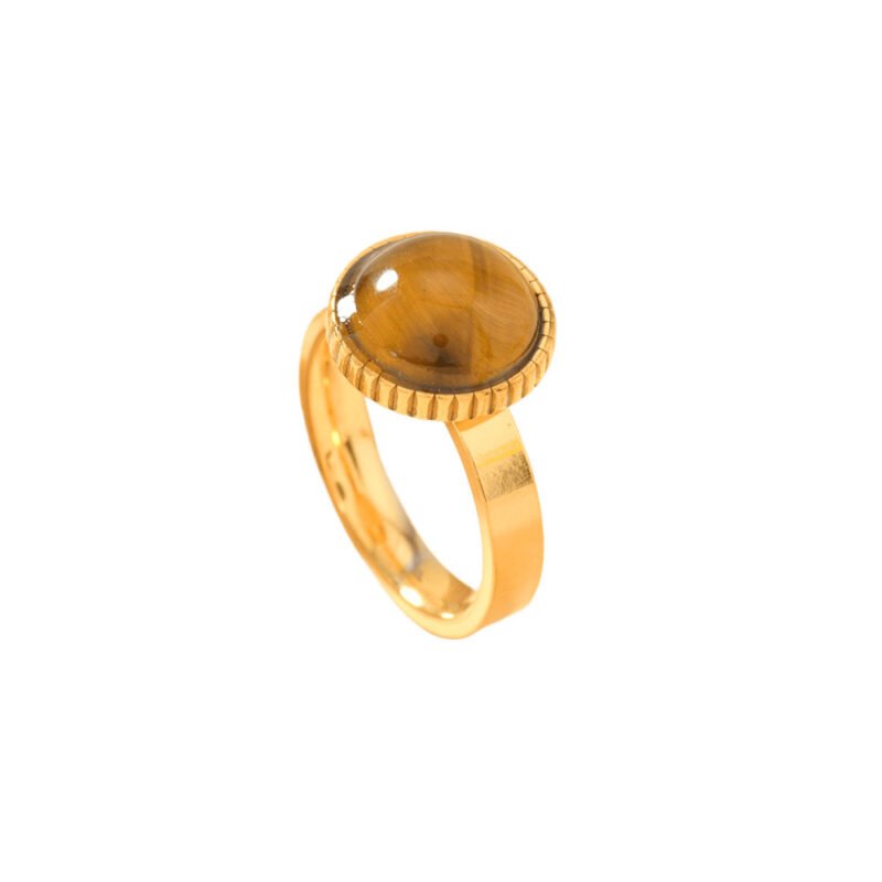 Tiger Gaze Cabochon Stone Ring