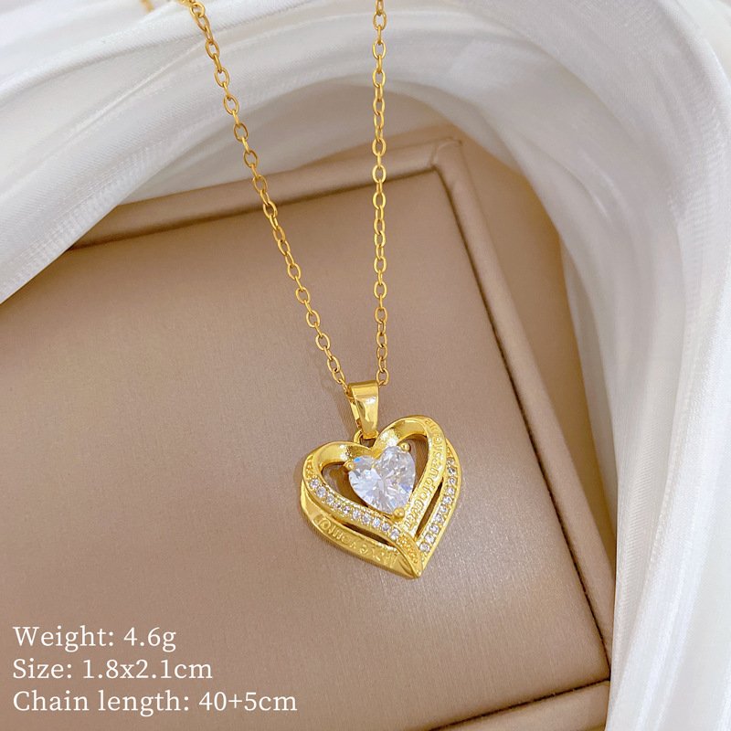 Whispered Heart Double Heart Halo Necklace - Image 2
