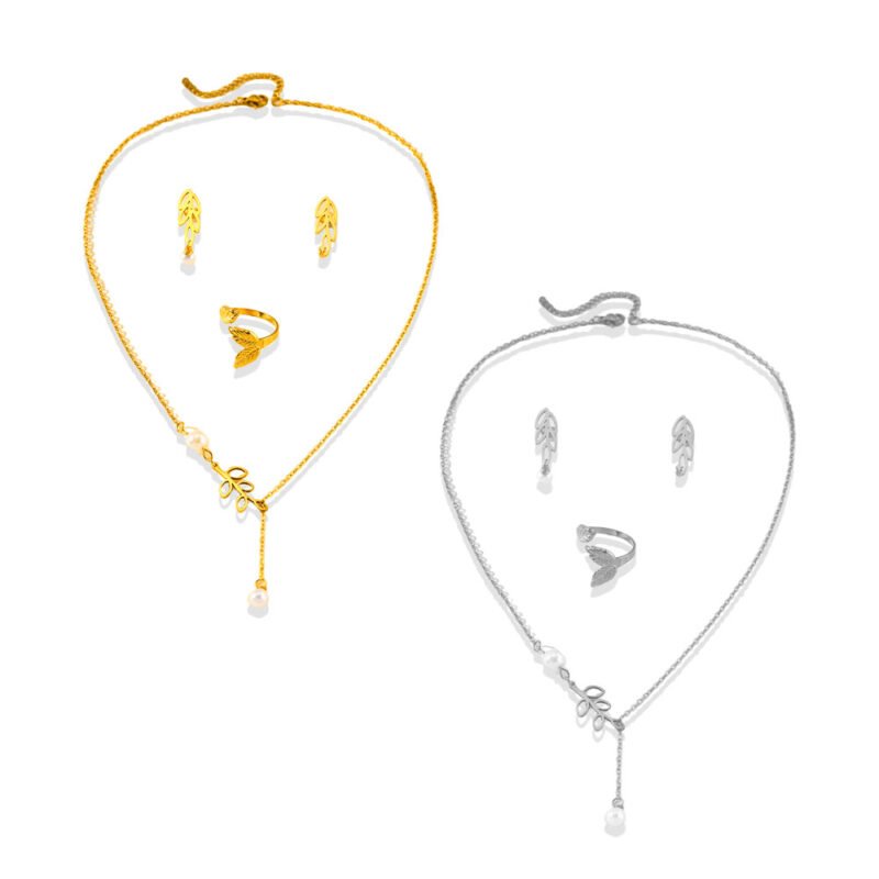Whispering Leaves Pearl Jewelry Set