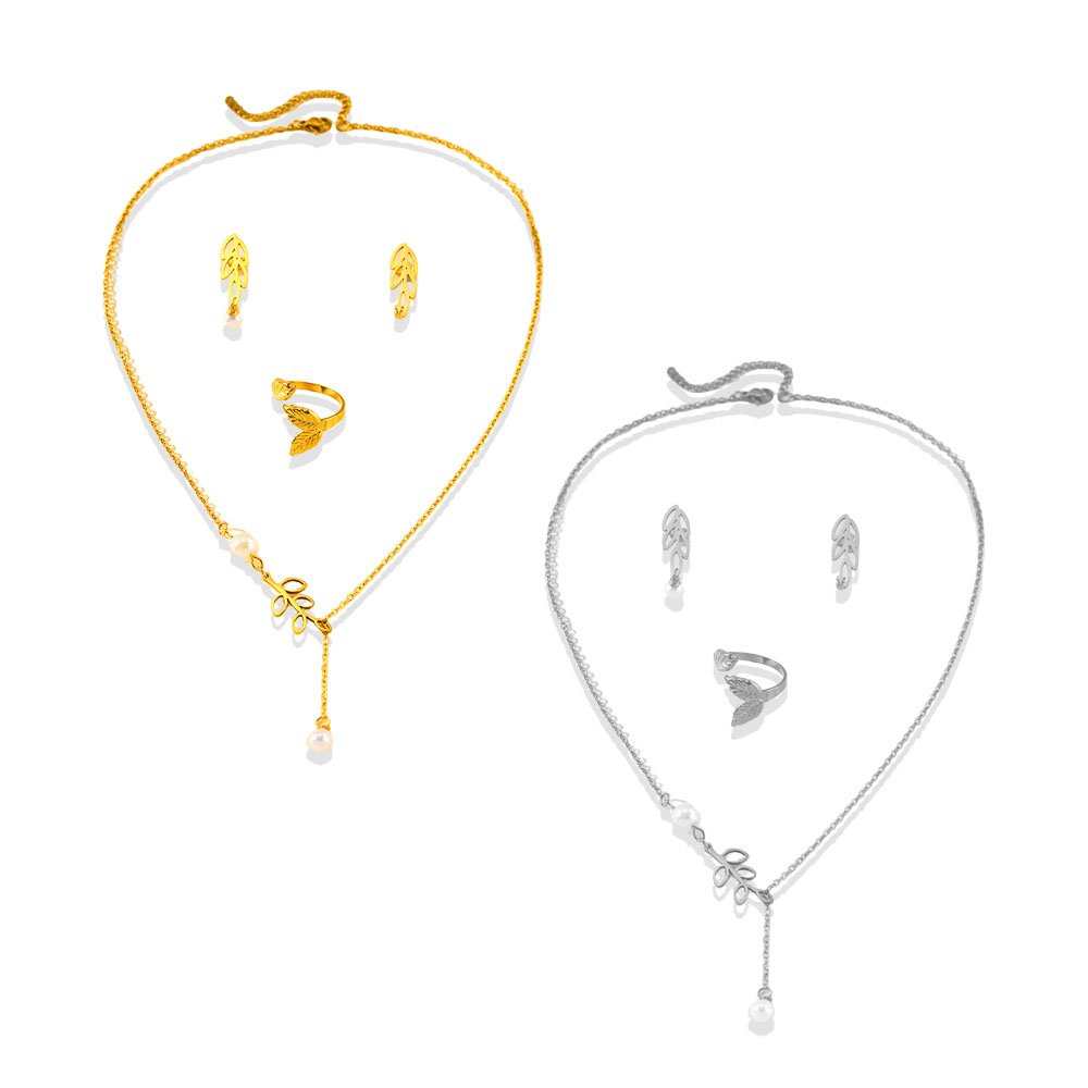 Whispering Leaves Pearl Jewelry Set