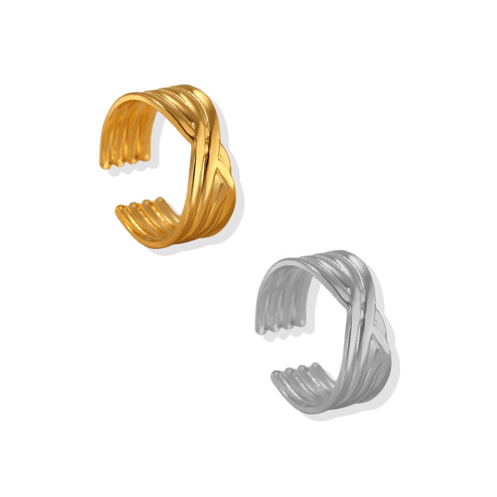 Woven Cross Ribbed Band Ring