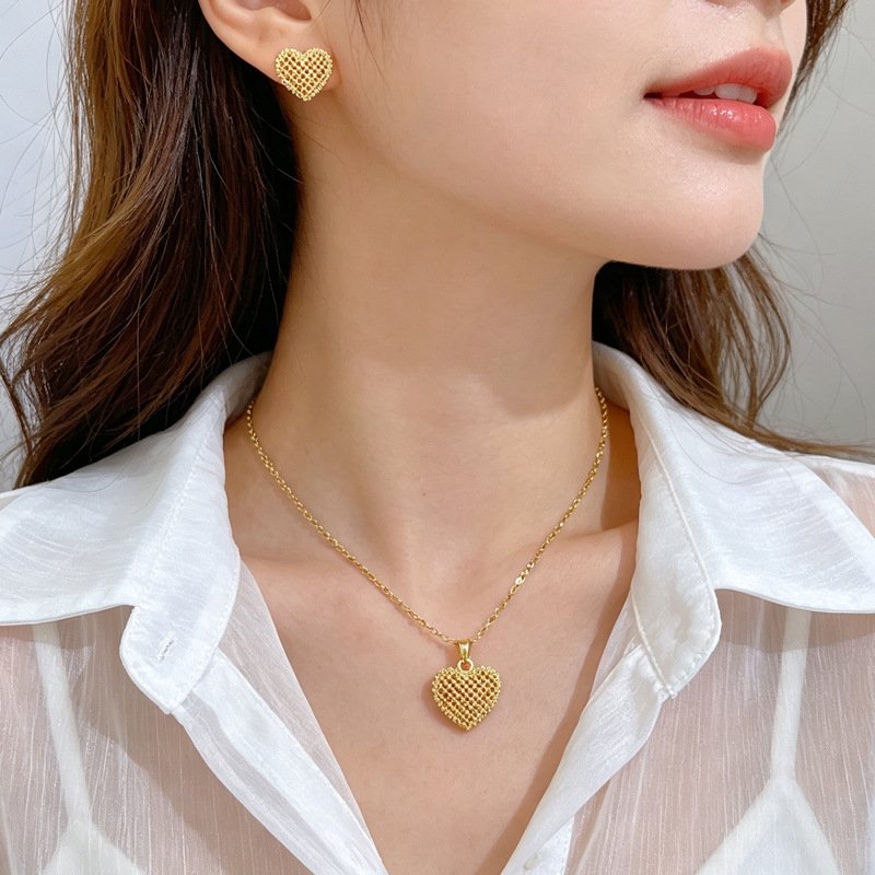 Woven Heart Necklace & Earring Set - Image 2