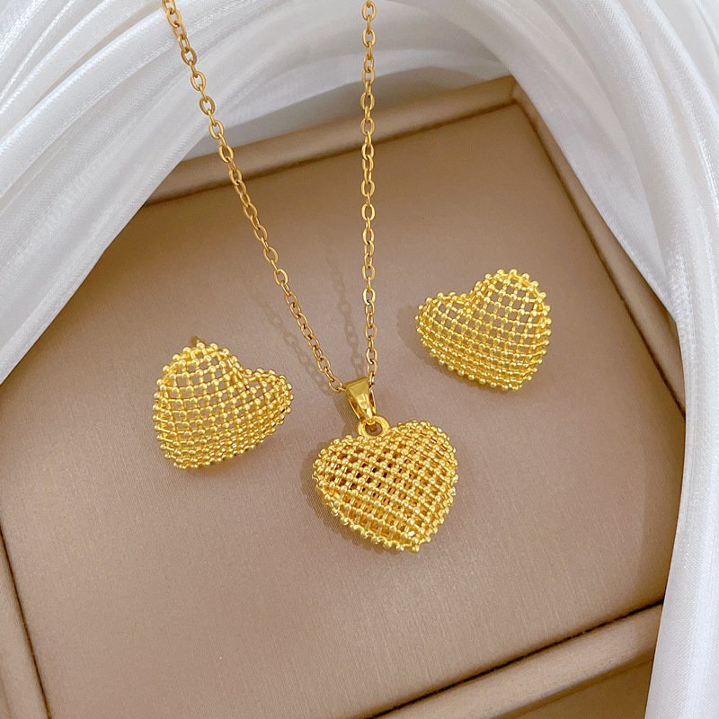 Woven Heart Necklace & Earring Set - Image 4
