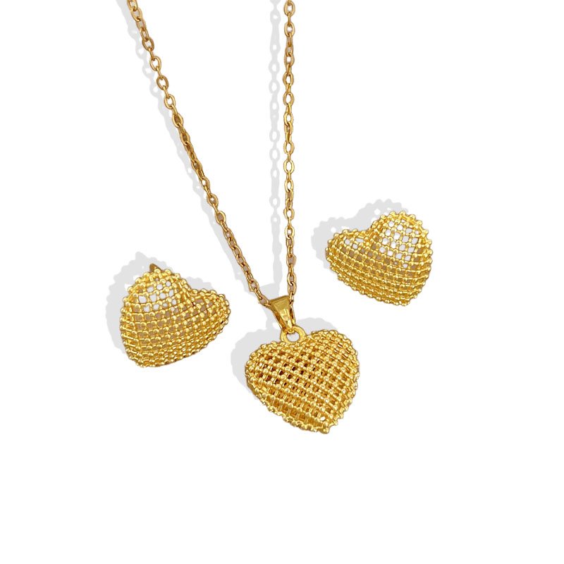 Woven Heart Necklace & Earring Set