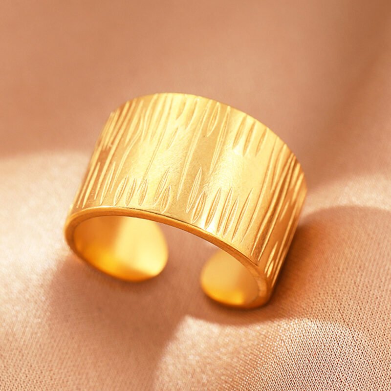 Bark Texture Wide Cuff Ring