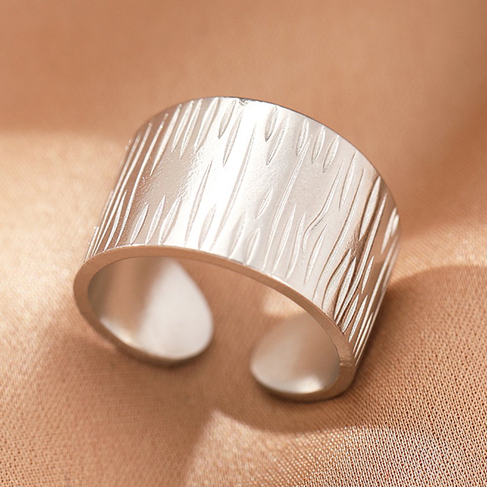 Bark Texture Wide Cuff Ring - Image 3