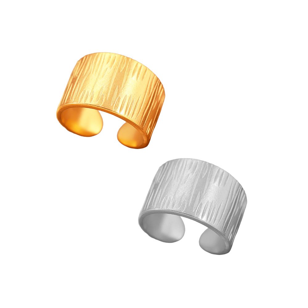 Bark Texture Wide Cuff Ring