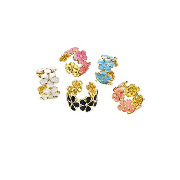 Daisy Chain Enamel Flower Ring