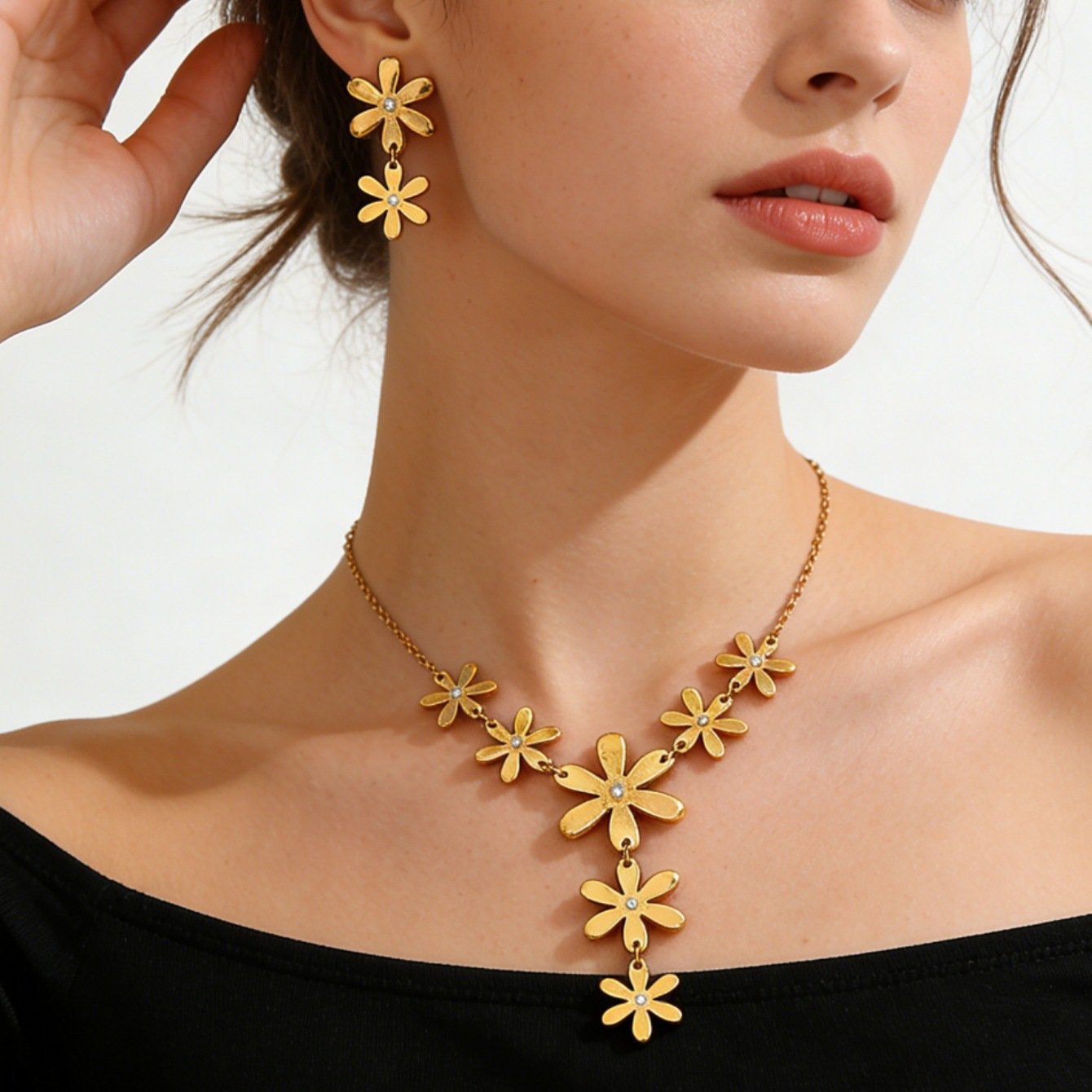 Daisy Drop Y-Necklace & Earring Set - Image 4