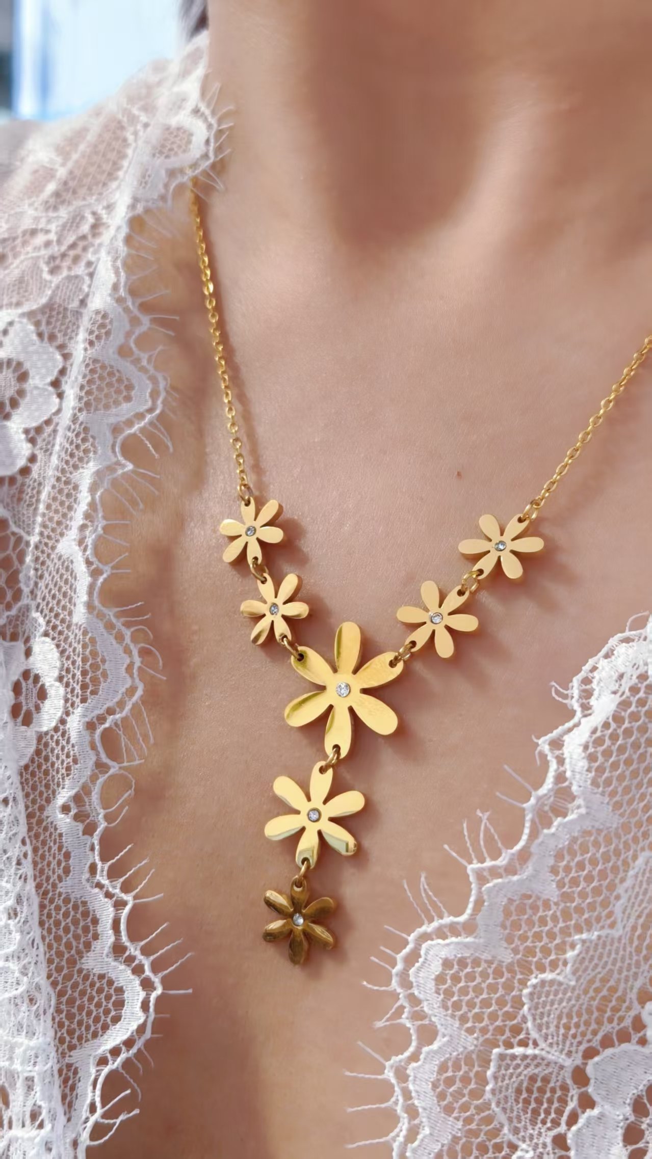 Daisy Drop Y-Necklace & Earring Set - Image 2