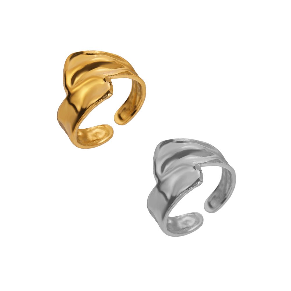 Folded Ribbon Crinkled Metal Wrap Ring