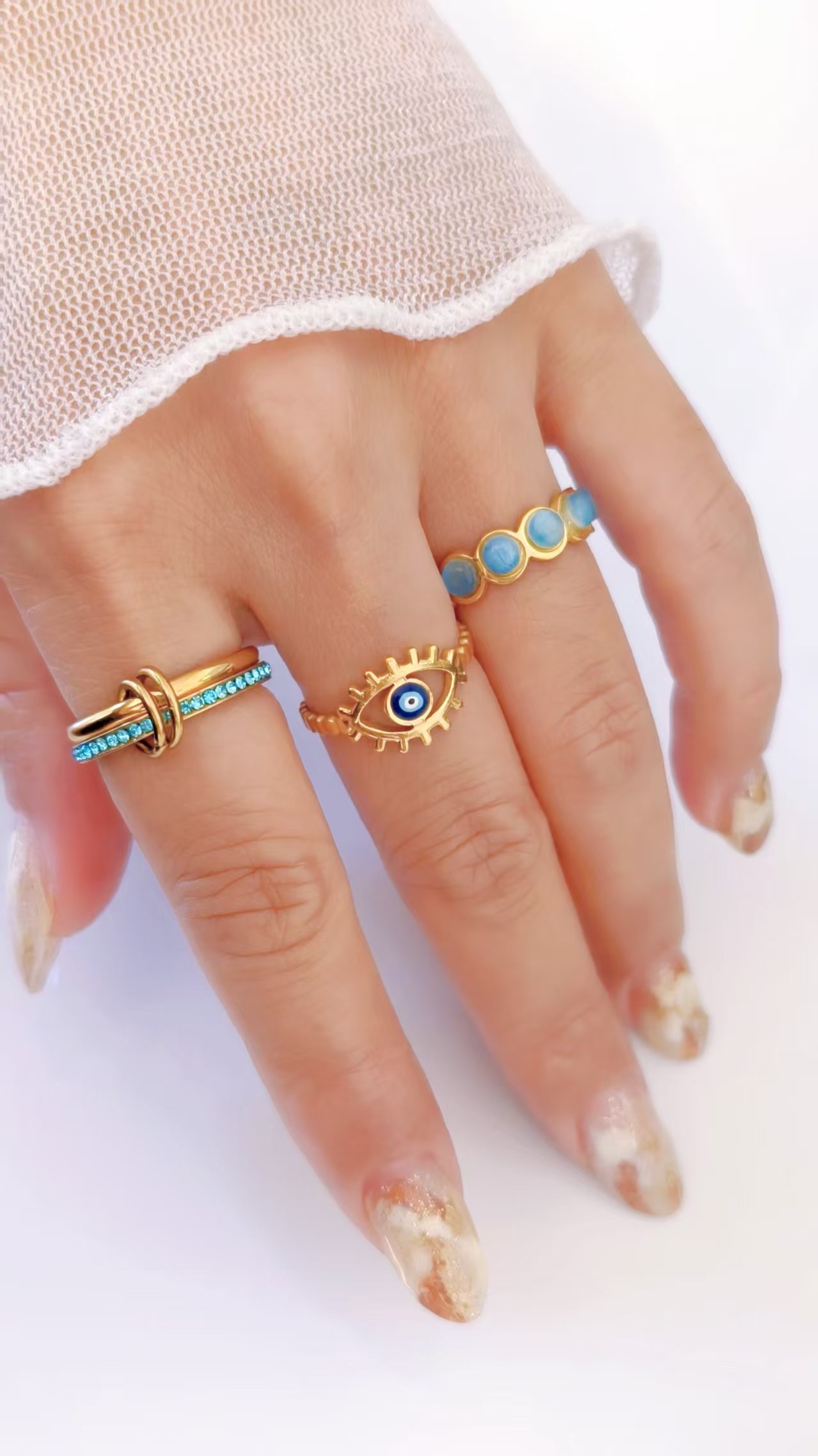 Lashed Evil Eye Wrap Ring - Image 2