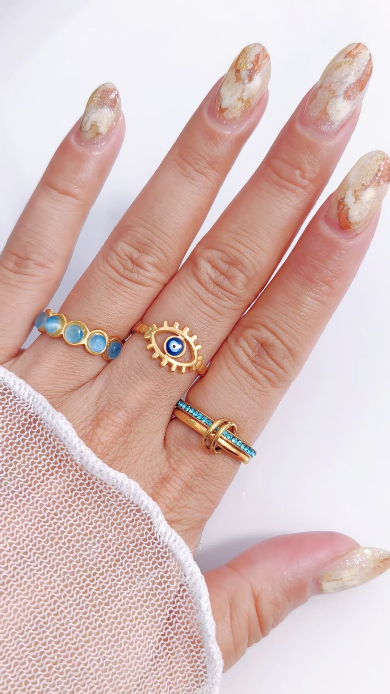 Lashed Evil Eye Wrap Ring - Image 3