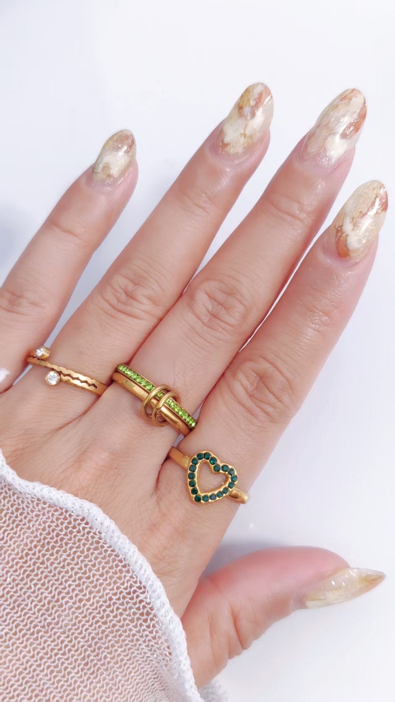 Linked Duo Green Zircon Ring - Image 2