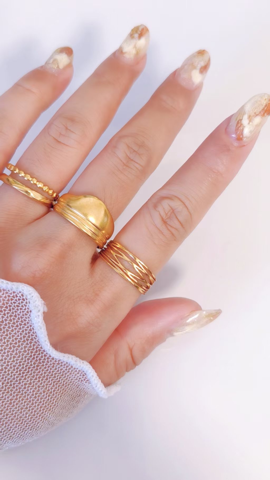 Liquid Gold Smooth Drape Cuff Ring - Image 2