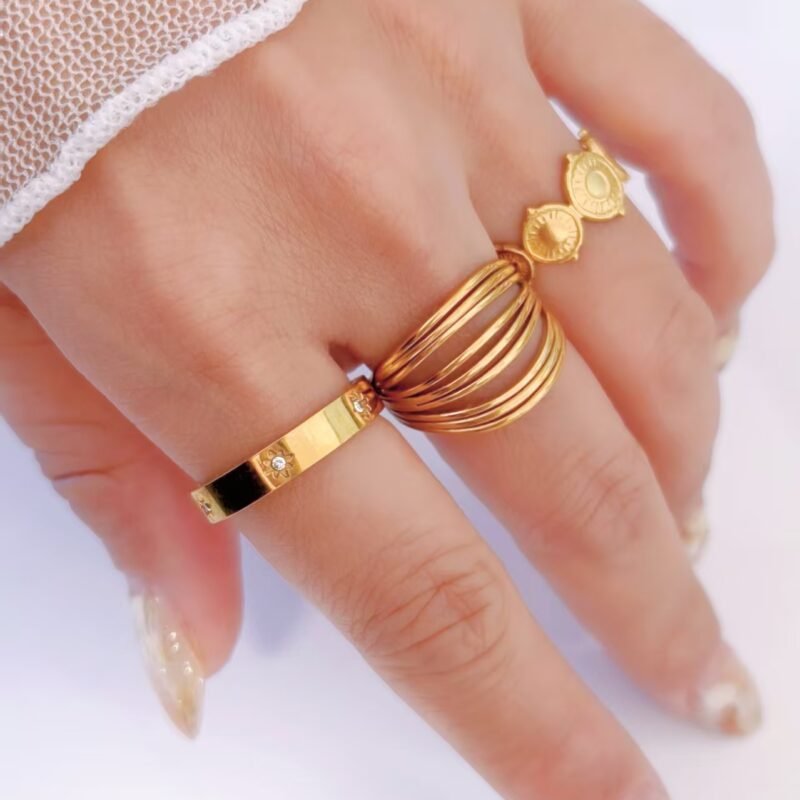 Nine Line Smooth Wire Wrap Ring