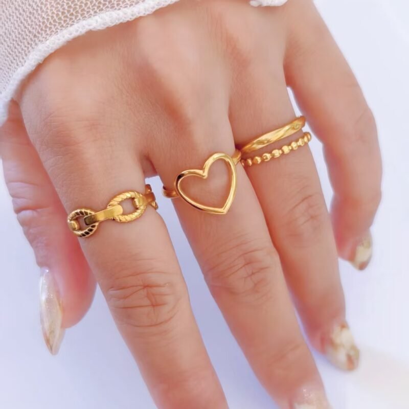 Open Heart Minimalist Outline Ring