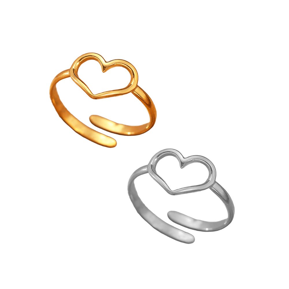 Open Heart Minimalist Outline Ring