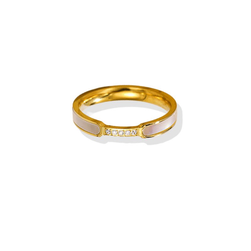 Pearlescent Shell Zircon Band Ring