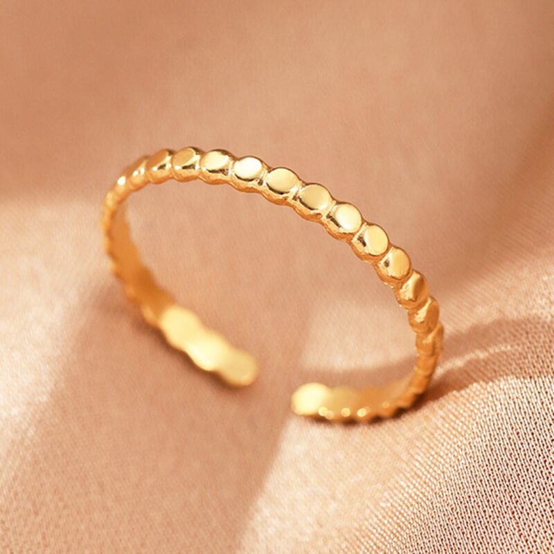 Pebble Line Slim Beaded Stacking Ring