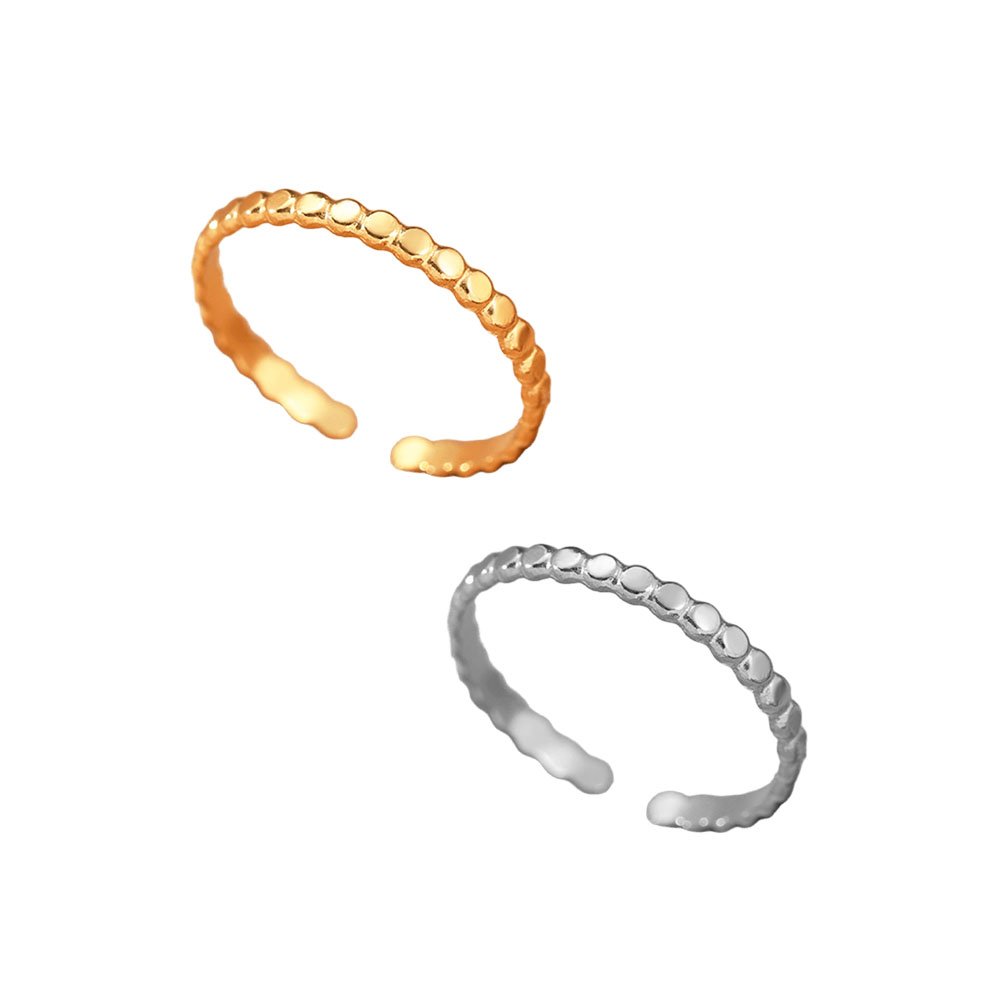Pebble Line Slim Beaded Stacking Ring