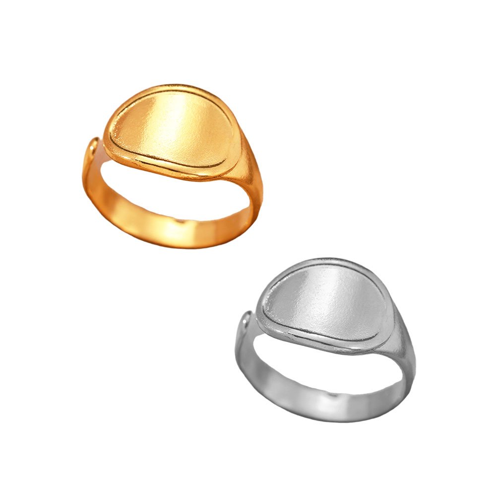 Pebble Signet Oval Shield Ring