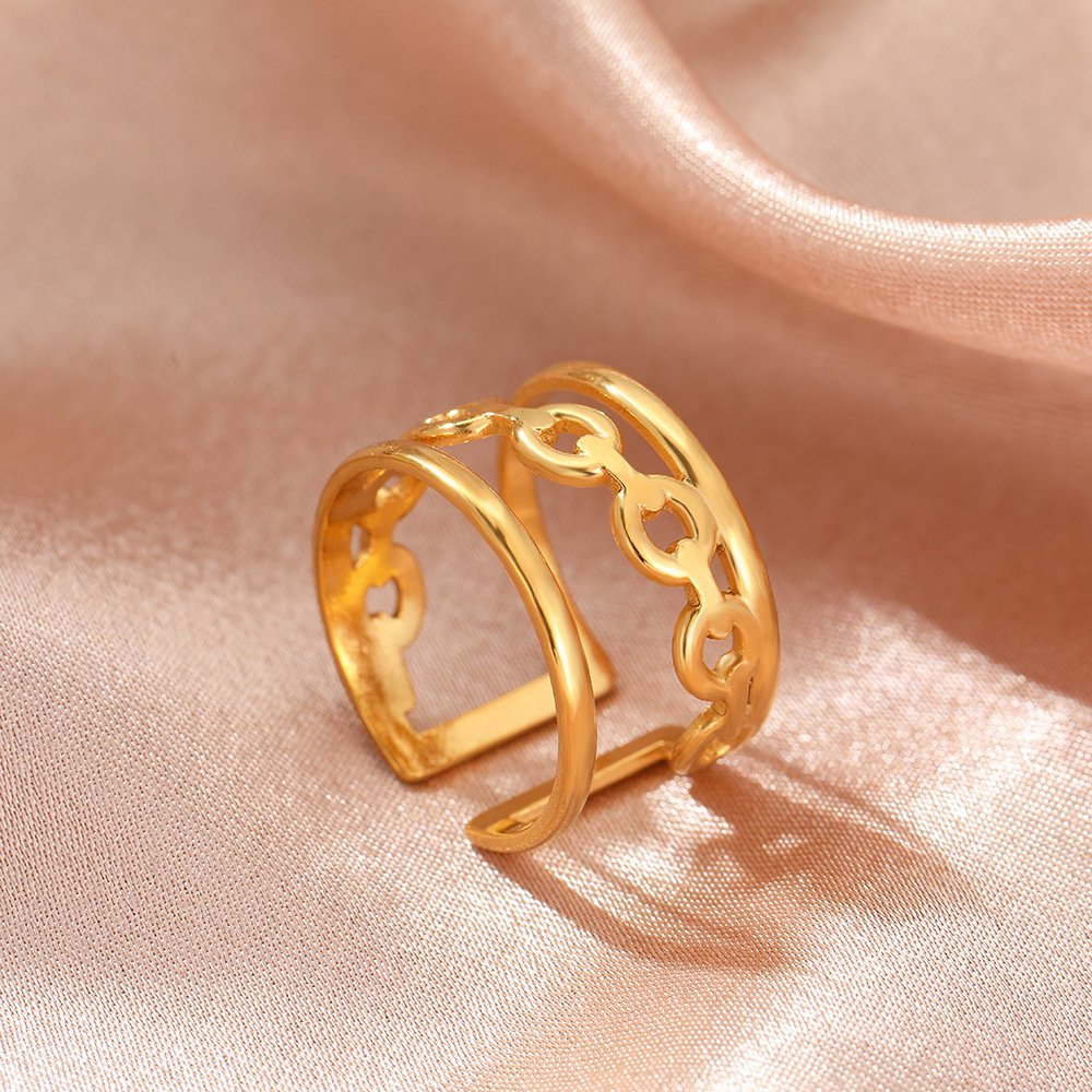 Slanted Link Layered Chain Ring - Image 4