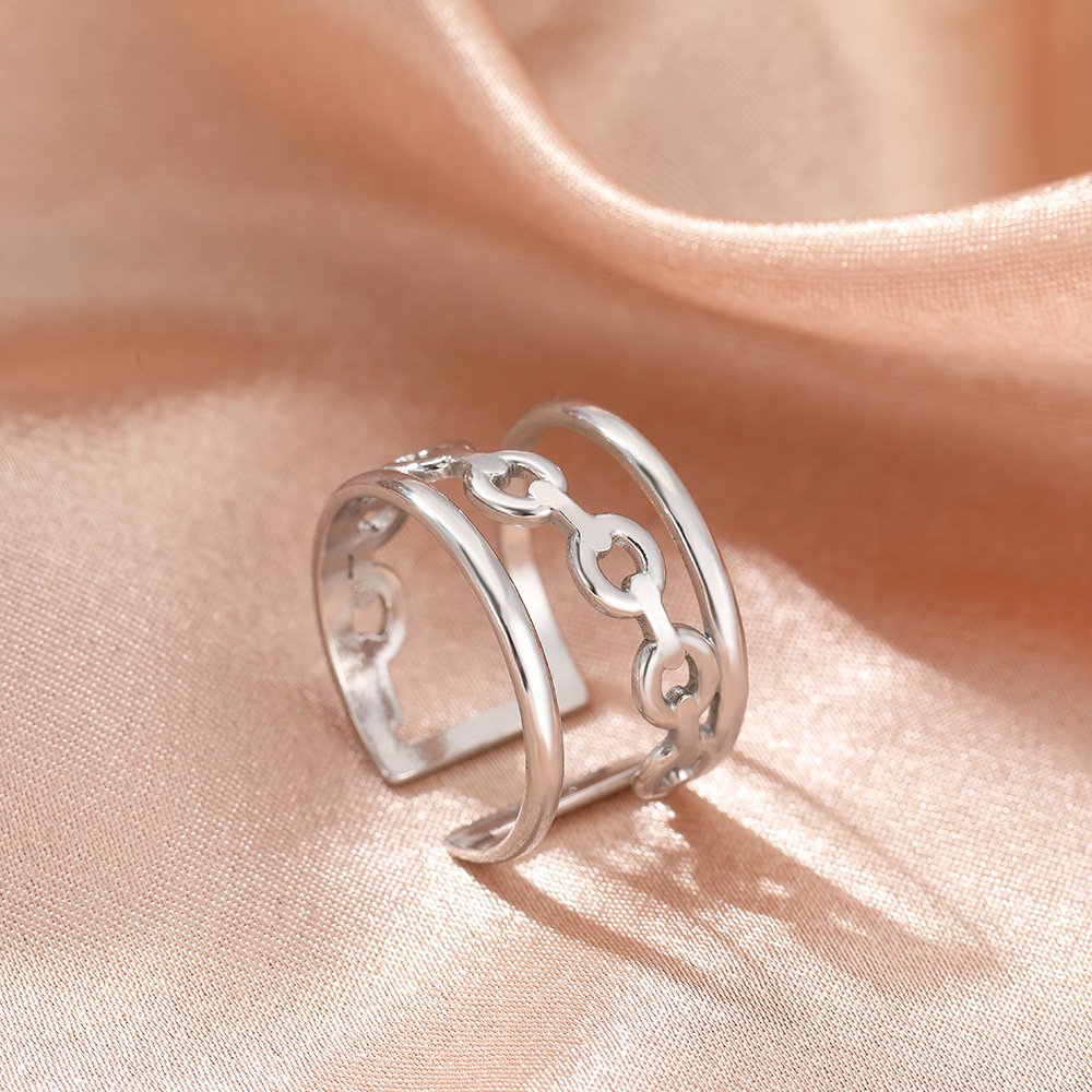 Slanted Link Layered Chain Ring - Image 5