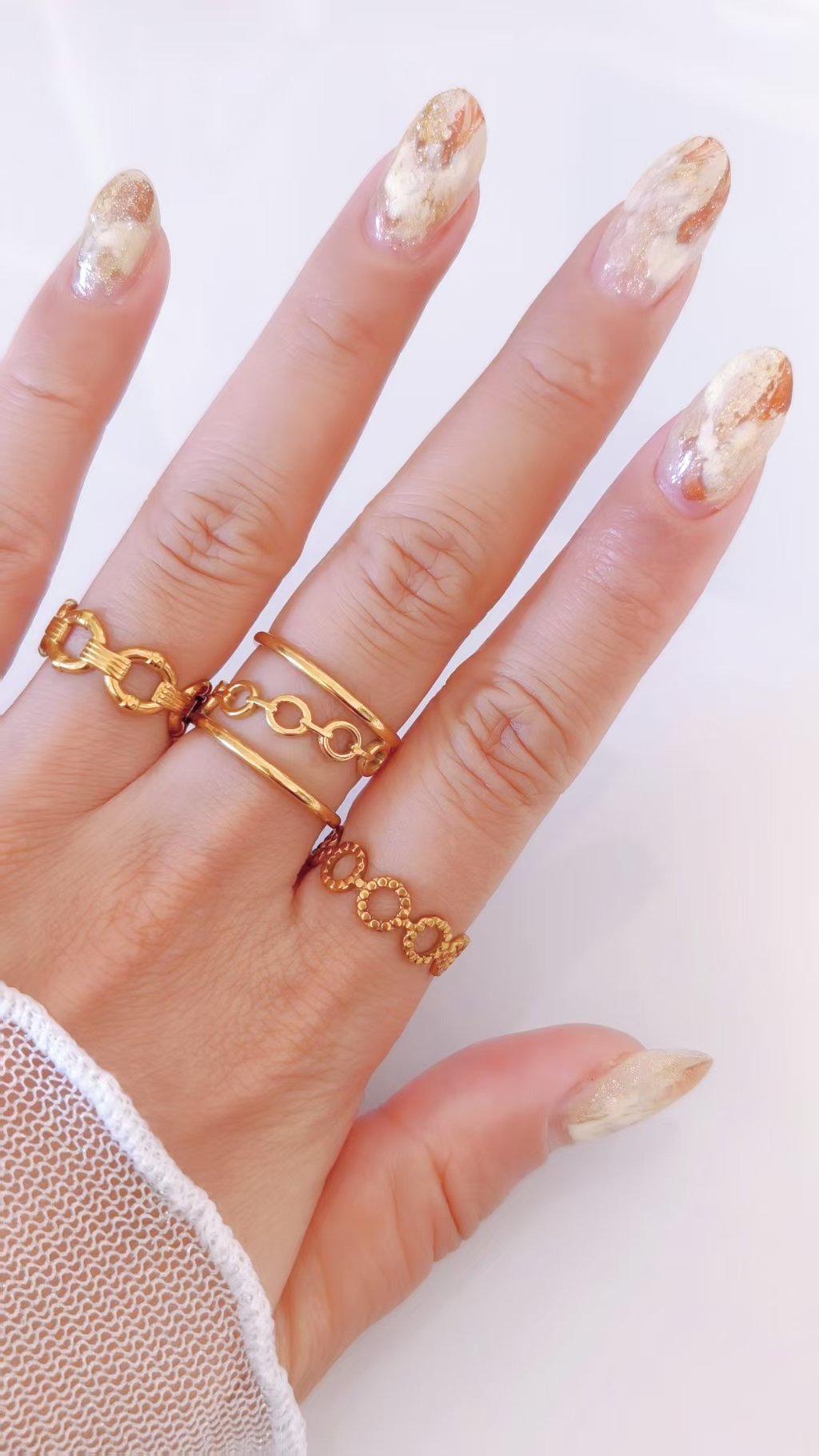 Slanted Link Layered Chain Ring - Image 3
