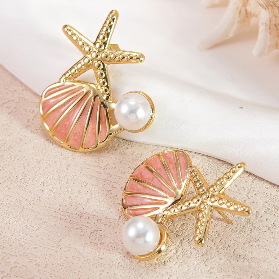 Starfish Shell Pearl Stud Earrings - Image 8