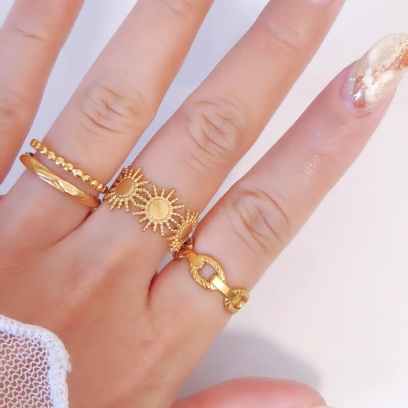 Sunburst Row Radiant Sun Band Ring