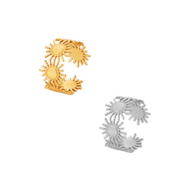 Sunburst Row Radiant Sun Band Ring