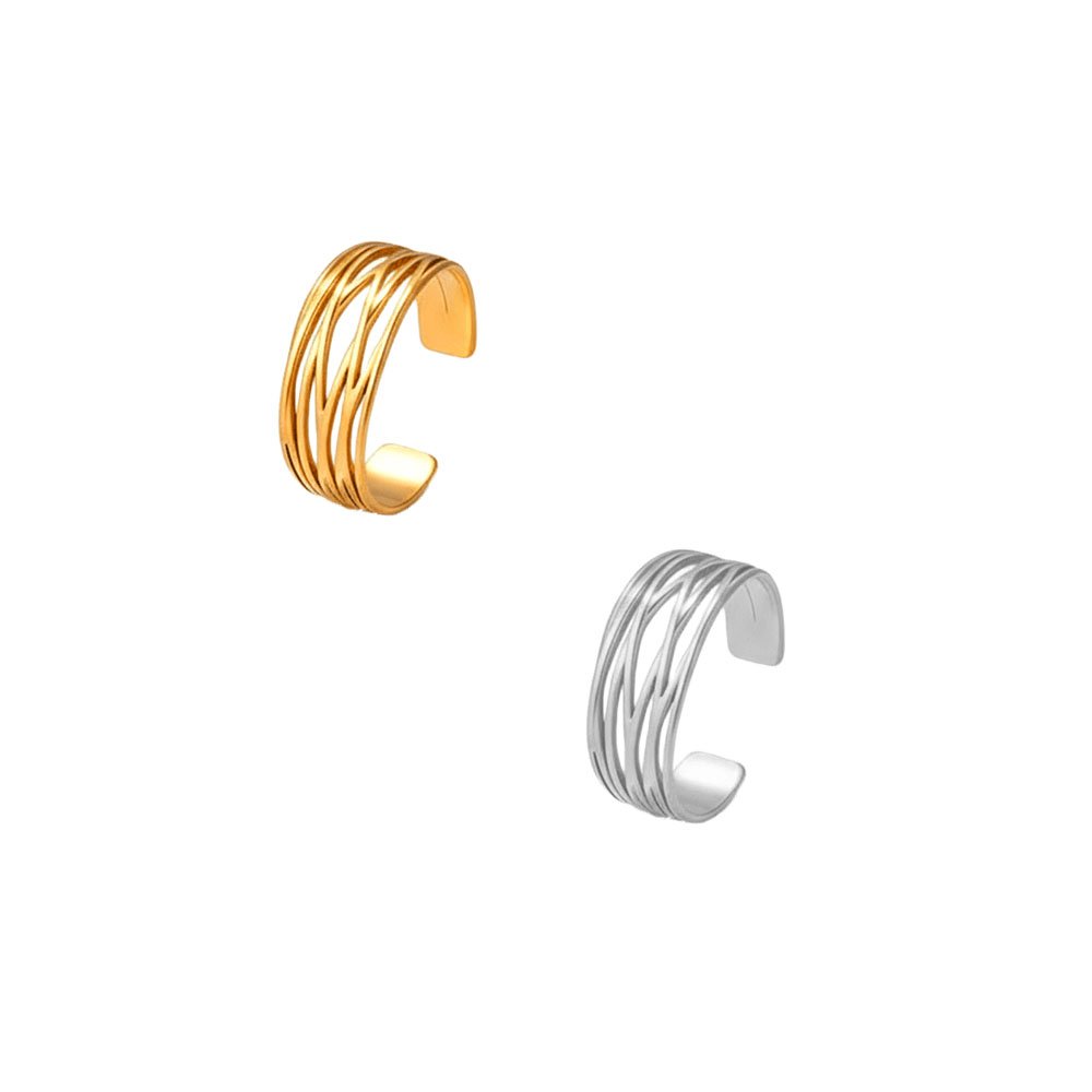 Tangled Lines Crisscross Wire Open Ring