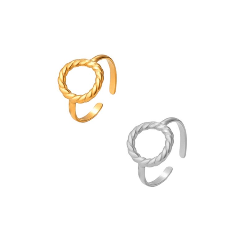 Twisted Halo Rope Circle Open Ring