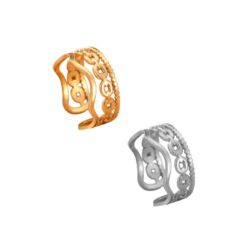 Wave Chain Triple-Layer Statement Ring