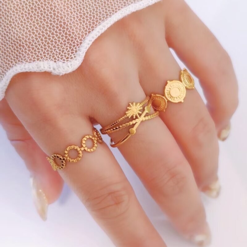 Wishing Star Double Band Starburst Ring