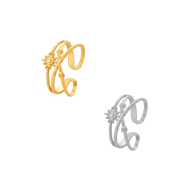 Wishing Star Double Band Starburst Ring