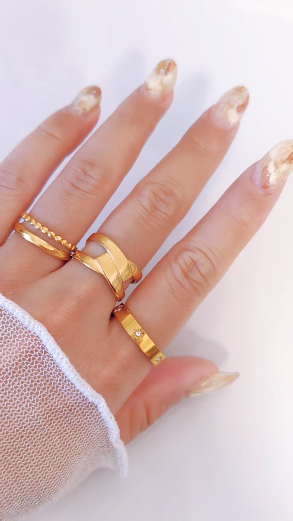 Wrapped Band Cross-Strap Statement Ring - Image 3
