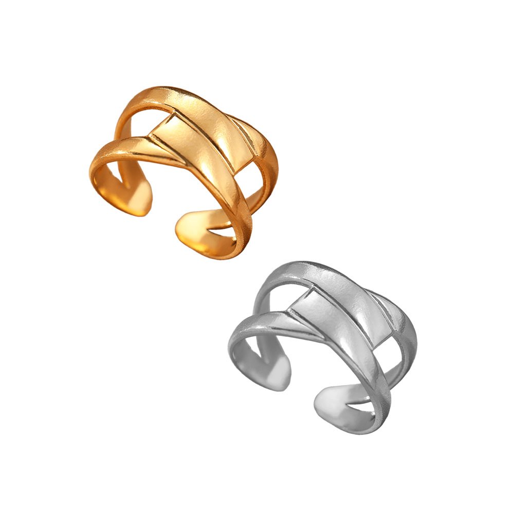 Wrapped Band Cross-Strap Statement Ring