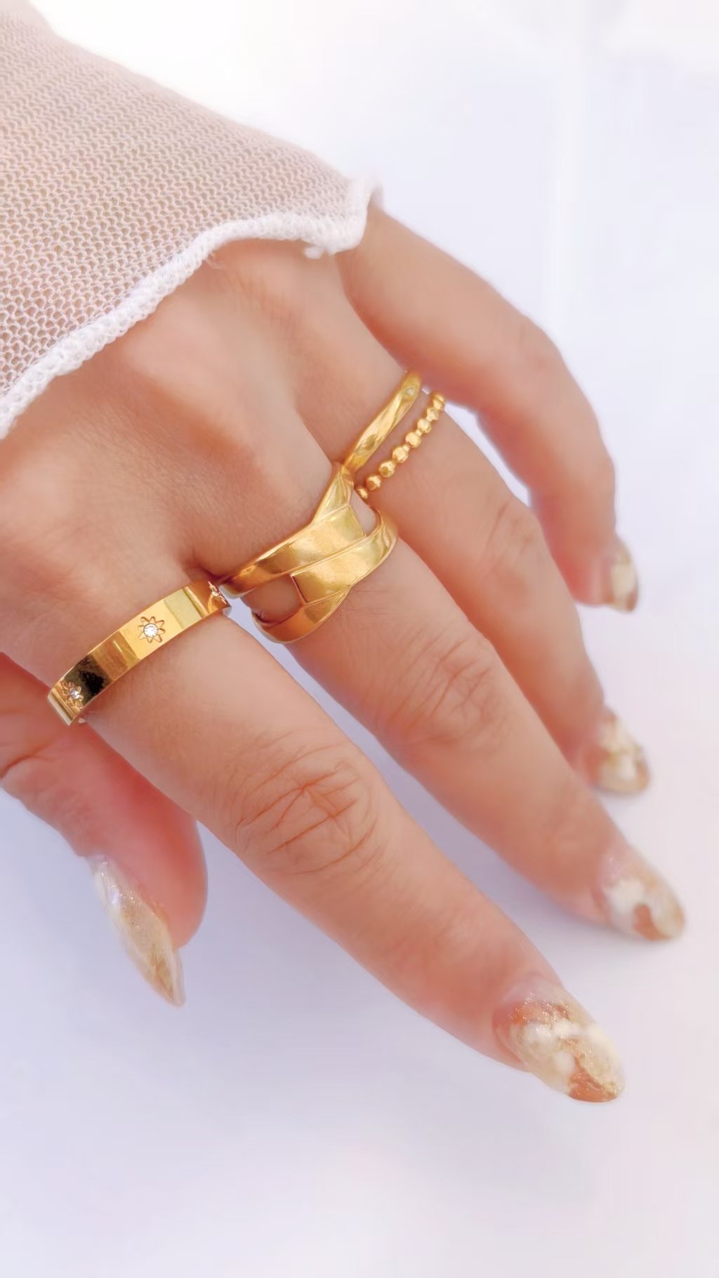 Wrapped Band Cross-Strap Statement Ring - Image 2